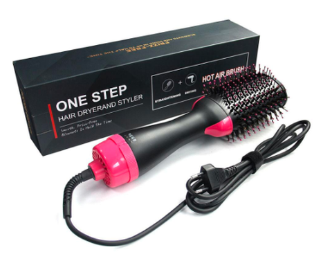 3 IN 1. Hot Air Brush:  Hair Straightener - Hair Curler - Hair Dryer.