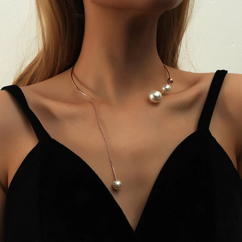 Elegant Big White Imitation Pearl Choker