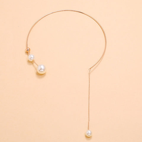 Elegant Big White Imitation Pearl Choker